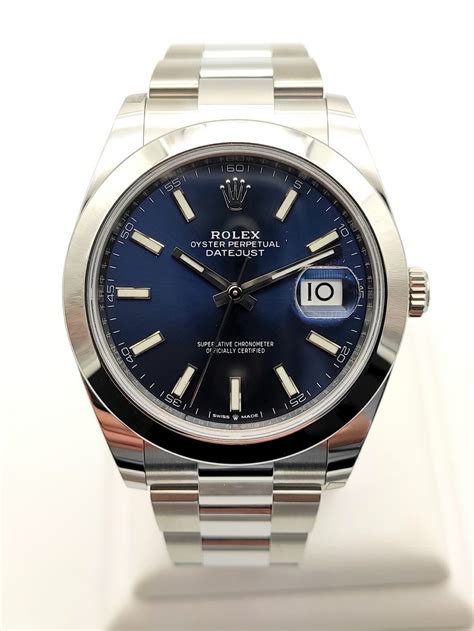 rolex 41 blue smooth bezel